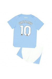 Manchester City Jack Grealish #10 Jalkapallovaatteet Lasten Kotipeliasu 2023-24 Lyhythihainen (+ Lyhyet housut)